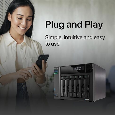 Asustor Lockerstor 10 Gen3 AS6810T 10 Bay NAS, AMD Ryzen Quad-Core 2.3 GHz, 16GB RAM ECC DDR5, 4 M.2 NVMe Slots, Dual 5GbE and Dual 10GbE Port, USB 4.0 Type-C, Network Attached Storage (Diskless) in Kuwait