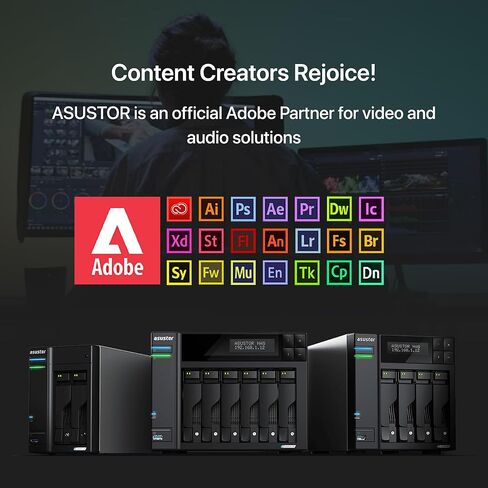 Asustor Lockerstor 10 Gen3 AS6810T 10 Bay NAS, AMD Ryzen Quad-Core 2.3 GHz, 16GB RAM ECC DDR5, 4 M.2 NVMe Slots, Dual 5GbE and Dual 10GbE Port, USB 4.0 Type-C, Network Attached Storage (Diskless) in Kuwait