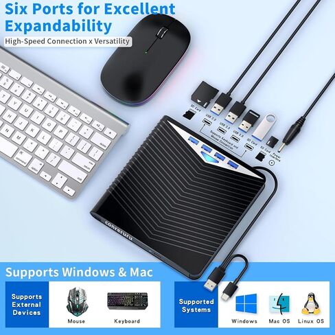 Support for Blu-ray External Drive, Support for Blu-ray DVD/CD Player/Read/Write, USB 3.0 &/Type-C, Support for Blu-ray/DVD/CD, BD Drive, Windows 7-11 & Mac, PC-Compatible, M-DISC(Black) in Saudi Arabia
