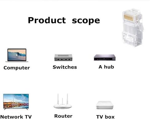موصلات CAT5E RJ45 ، 100 حزمة CAT5 نهايات/CAT 5 موصل/CAT 5E RJ45 مقابس وحدات (3 شرق مطلي بالذهب 15μ) ، قابس شبكة UTP لكابل حبلا الصلبة in Kuwait