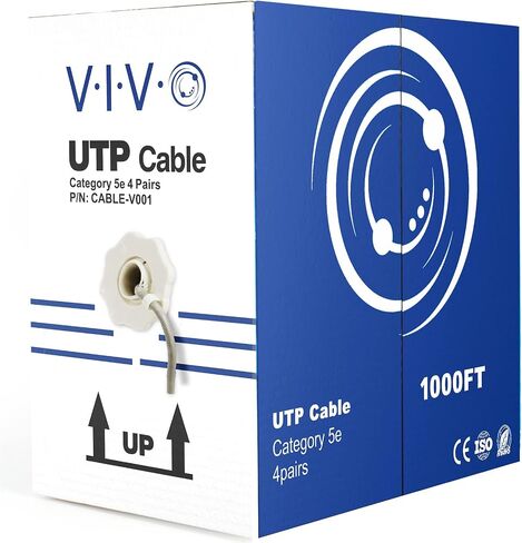 VIVO 1,000ft Bulk Cat5e Wire, CCA Ethernet Cable, 24 AWG, UTP Pull Box, LAN Network, Gray, CABLE-V001 in Saudi Arabia