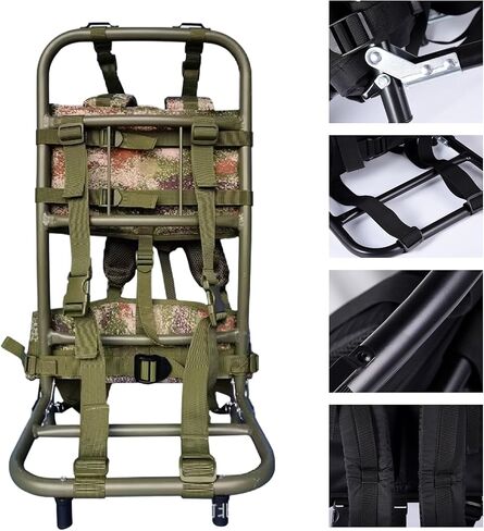 External Frame Hiking Backpack - Foldable Aluminum Hunting Pack Frame │ 60kg Load Capacity │ Adjustable Top Frame & Breathable Mesh For Camping, Hiking, Travel (Camouflage) in Saudi Arabia