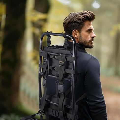 External Frame Hiking Backpack - Foldable Aluminum Hunting Pack Frame │ 60kg Load Capacity │ Adjustable Top Frame & Breathable Mesh For Camping, Hiking, Travel (Camouflage) in Saudi Arabia
