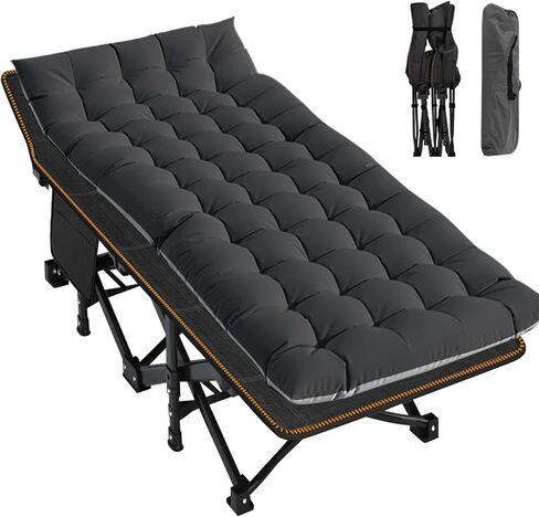 LILYPELLE Folding Camping Cot, Extra Wide Heavy Duty Sleeping Cots with Carry Bag, Double Layer Oxford Portable Travel Camp Cots for Home, Office Nap and Outdoor Beach in Kuwait