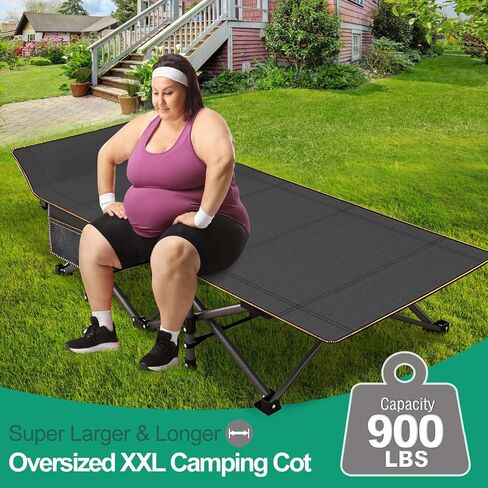 LILYPELLE Folding Camping Cot, Extra Wide Heavy Duty Sleeping Cots with Carry Bag, Double Layer Oxford Portable Travel Camp Cots for Home, Office Nap and Outdoor Beach in Kuwait