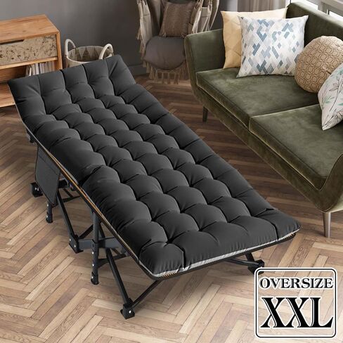 LILYPELLE Folding Camping Cot, Extra Wide Heavy Duty Sleeping Cots with Carry Bag, Double Layer Oxford Portable Travel Camp Cots for Home, Office Nap and Outdoor Beach in Kuwait