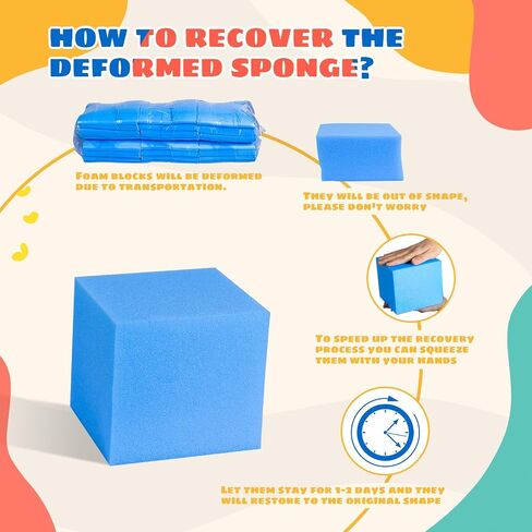 Foam Pit Cubes, 24 PCS 5 Inches Gymnastics Foam Blocks Trampoline Blocks, Multi-Sport Protective Padding for Freerunning, Trampoline, Parkour, Skate Parks & BMX - Dark Blue & Orange in Kuwait