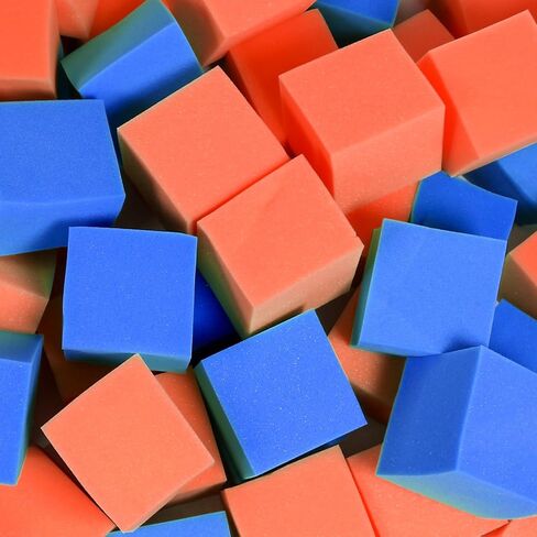 Foam Pit Cubes, 24 PCS 5 Inches Gymnastics Foam Blocks Trampoline Blocks, Multi-Sport Protective Padding for Freerunning, Trampoline, Parkour, Skate Parks & BMX - Dark Blue & Orange in Kuwait