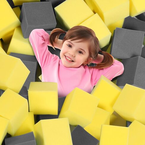Foam Pit Cubes, 24 PCS 5 Inches Gymnastics Foam Blocks Trampoline Blocks, Multi-Sport Protective Padding for Freerunning, Trampoline, Parkour, Skate Parks & BMX - Dark Blue & Orange in Kuwait