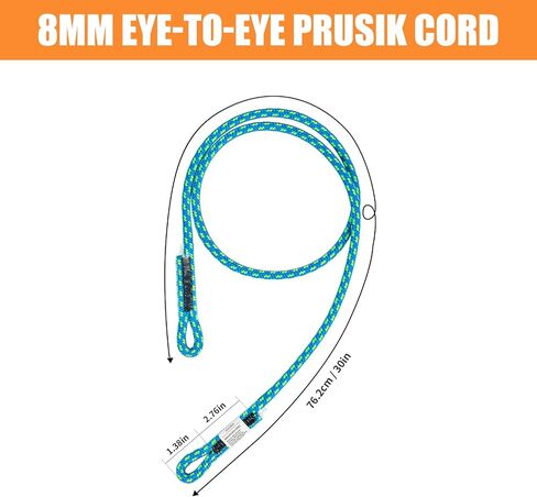 Aoleba 8mm (5/16 ") Prusik Cord ، حلقة Prusik قبل الظهر ، ومسار السلامة تسلق معدات تسلق Arborist Rescue Mountaineing ، وتسلق الحبل في الهواء الطلق 30 بوصة في الهواء الطلق in Kuwait