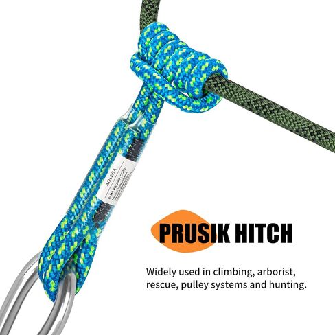 Aoleba 8mm (5/16 ") Prusik Cord ، حلقة Prusik قبل الظهر ، ومسار السلامة تسلق معدات تسلق Arborist Rescue Mountaineing ، وتسلق الحبل في الهواء الطلق 30 بوصة في الهواء الطلق in Kuwait