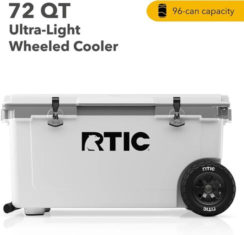 RTIC 72 Quart Ultra-Light Wheeled Cooler Hard Insulated Portable Ice Chest Box for Beach, Drink, Beverage, Camping, Picnic, Fishing, Boat, Barbecue, 30% Lighter Than Rotomolded Coolers in Saudi Arabia
