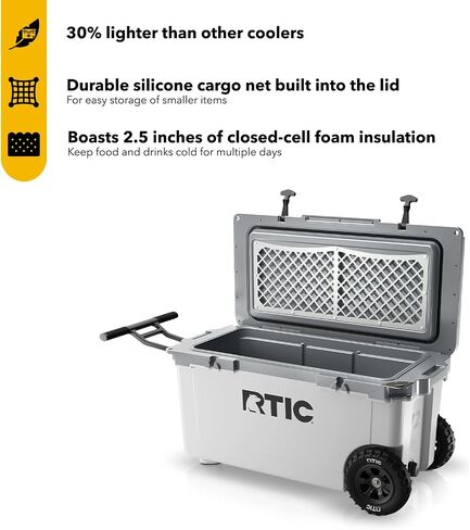 RTIC 72 Quart Ultra-Light Wheeled Cooler Hard Insulated Portable Ice Chest Box for Beach, Drink, Beverage, Camping, Picnic, Fishing, Boat, Barbecue, 30% Lighter Than Rotomolded Coolers in Saudi Arabia