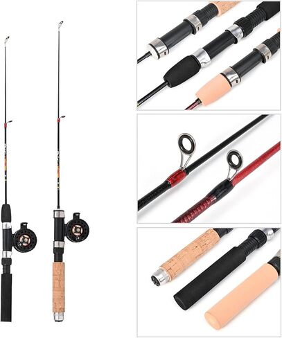 1 Set Fishing Rod with Fishing Reel Short Portable Winter Outdoor Ice in Kuwait