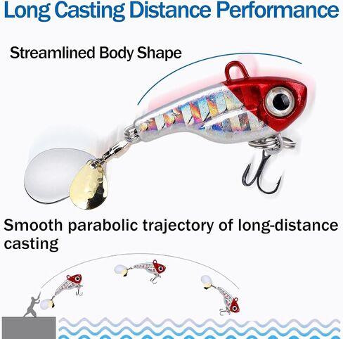 Spinner Baits 2-Ways Spinning Spoons Lures with Treble Hooks Micro Fishing Lures for Trout Bass Walleye Pike Topwater Fishing Gear 3pcs FS/YE-07 in Saudi Arabia