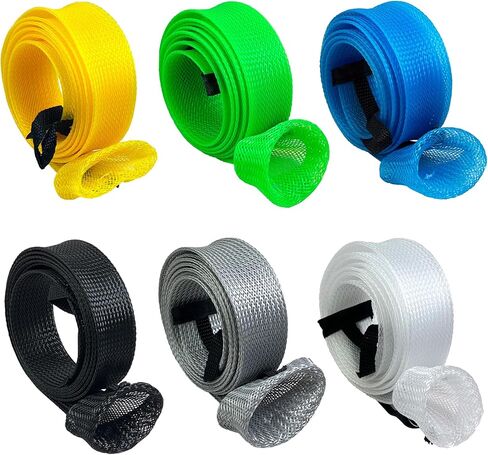 6 Pcs Rod Sleeves for Fishing Poles – Braided Mesh Fishing Rod Covers for Spinning, Casting, and Fly, Elastic Lanyard, Durable and Travel-Friendly in Kuwait