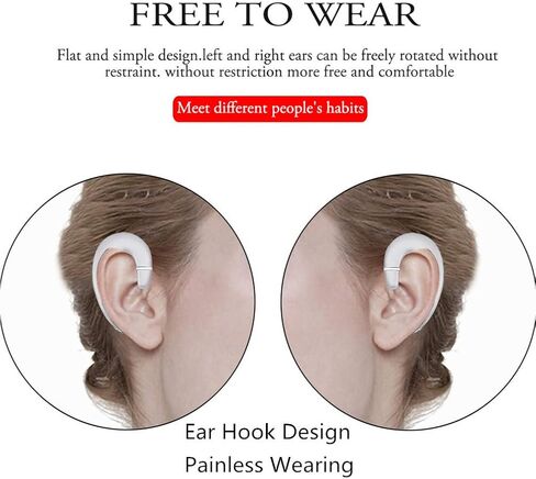 Sunffice Ear Hook Bluetooth Wireless Headphone,Non Ear Plug Headset with Microphone,Single Ear Noise Cancelling Earphones Painless Wearing for Android Smartphones,iPhone14 13 12 11 X 8 (Black) in Kuwait