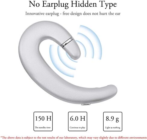 Sunffice Ear Hook Bluetooth Wireless Headphone,Non Ear Plug Headset with Microphone,Single Ear Noise Cancelling Earphones Painless Wearing for Android Smartphones,iPhone14 13 12 11 X 8 (Black) in Kuwait