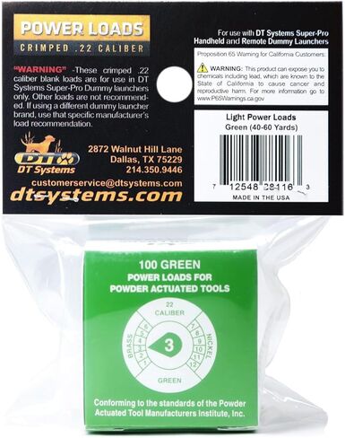 DT Systems Super Pro Dummy Launcher .22 CALIBER CALBER TOLLALS FLANK POWER ، حزمة 100 تحميل للصيد الرياضي لتدريب الكلاب على القاذفة الوهمية-أصفر ، 60-80 ياردة. in Kuwait