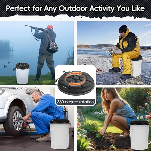 BLISSWILL Outdoor 5 جالون مقعد دلو - 360 درجة دوارة ، وسادة رغوة مريحة للصيد ، وصيد الأسماك ، والبست. in Kuwait