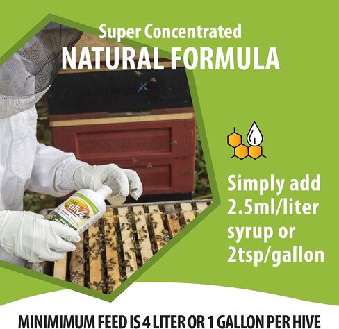 HIVE ALIVE Bee Feed Supplement - Honey Bee Liquid Food Stimulant - Beekeeping Fall Spring Feeding Enhancer – Lowers Winter Mortality, Boost Gut Health, Colony Size - 100 ml, 10 Hives in Kuwait