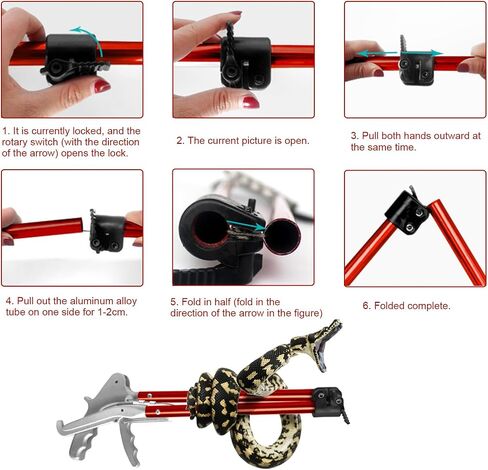Snake Grabber Tool, Foldable Aluminum Alloy Snake Tongs Snake Traps, Heavy Duty Snake Catcher for All Kinds of Serpent, Reptiles(39.4inch) in Kuwait