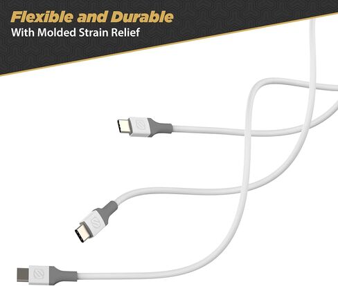 Scosche CC4WG-SP كابل شحن مزامنة USB-C إلى USB-C Strikeline، 4 أقدام، أبيض/رمادي in Saudi Arabia