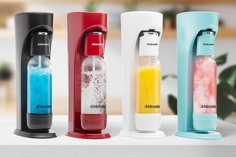 Drinkmate OmniFizz Sparkling Water and Soda Maker, Carbonates Any Drink, Bubble Up Bundle - Includes Two 60L CO2 Cylinders, One Carbonation Bottle, and Fizz Infuser (Matte Black) in Kuwait