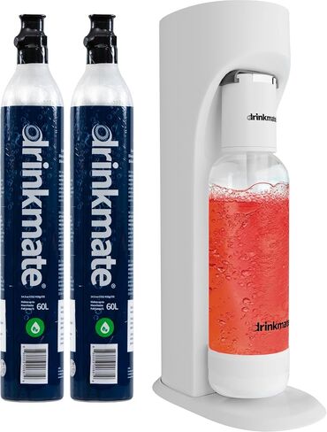 Drinkmate OmniFizz Sparkling Water and Soda Maker, Carbonates Any Drink, Bubble Up Bundle - Includes Two 60L CO2 Cylinders, One Carbonation Bottle, and Fizz Infuser (Matte Black) in Kuwait