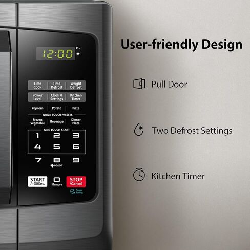 TOSHIBA Small Microwave Oven with 11 Power Levels, Sound On/Off & Eco Mode, Cu Ft, 700W, Black, MM-EM07PA(BK), ChefDefrost-0.7 Cu.Ft in Kuwait