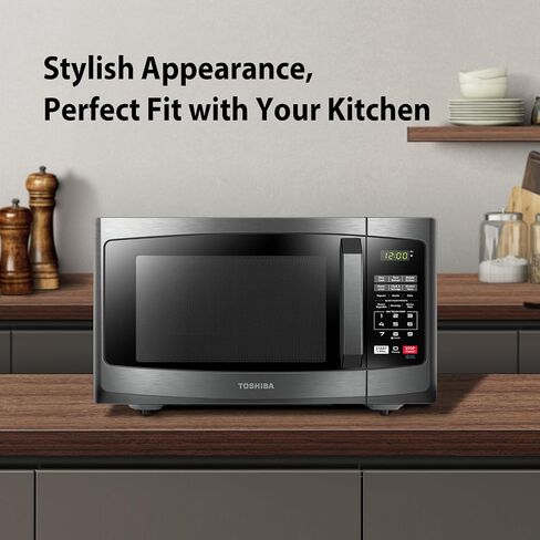 TOSHIBA Small Microwave Oven with 11 Power Levels, Sound On/Off & Eco Mode, Cu Ft, 700W, Black, MM-EM07PA(BK), ChefDefrost-0.7 Cu.Ft in Kuwait