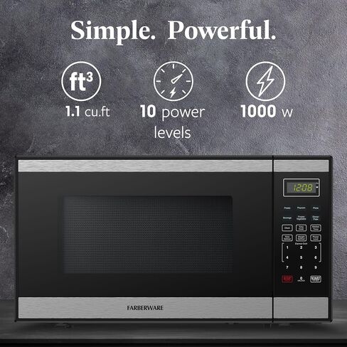 Farberware 1.1 Cu. Ft. 1000-Watt Microwave Oven Digital Control, 10 Power Levels, One-Touch Cooking, Defrost, Child Safety Lock, White in Saudi Arabia
