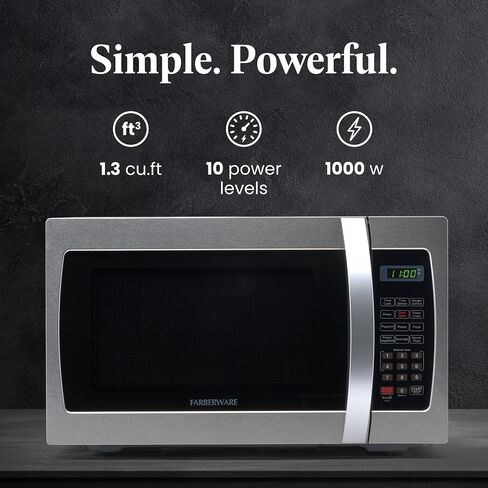 Farberware 1.1 Cu. Ft. 1000-Watt Microwave Oven Digital Control, 10 Power Levels, One-Touch Cooking, Defrost, Child Safety Lock, White in Saudi Arabia
