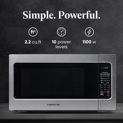 Farberware 1.1 Cu. Ft. 1000-Watt Microwave Oven Digital Control, 10 Power Levels, One-Touch Cooking, Defrost, Child Safety Lock, White in Saudi Arabia