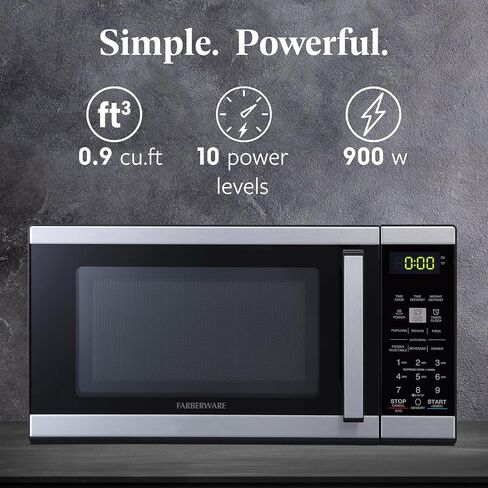 Farberware 1.1 Cu. Ft. 1000-Watt Microwave Oven Digital Control, 10 Power Levels, One-Touch Cooking, Defrost, Child Safety Lock, Black in Saudi Arabia