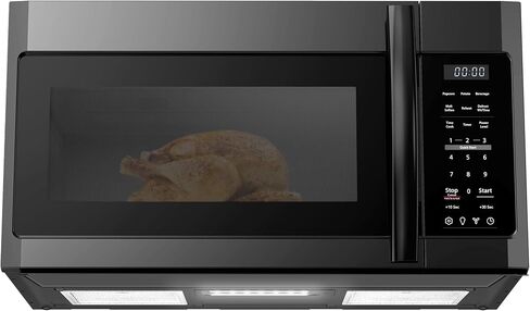 BLACK+DECKER Over the Range Microwave Oven with Vent and One-Touch Auto Cooking, 1.7 cu. ft. OTR Over Stove Microwave, Black, 1000 Watts, EM044K6CF-BK in Kuwait