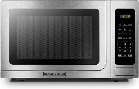 BLACK+DECKER Over the Range Microwave Oven with Vent and One-Touch Auto Cooking, 1.7 cu. ft. OTR Over Stove Microwave, Black, 1000 Watts, EM044K6CF-BK in Kuwait