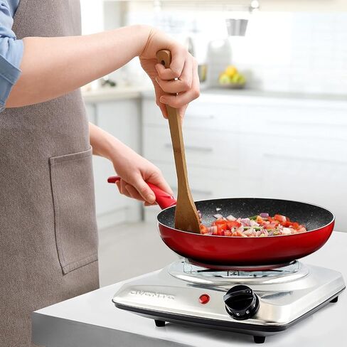 Ovente Electric Countertop الموقد الفردي ، 1000 واط مع الطهي مع لوحة ساخنة من الحديد الزهر 7.25 بوصة ، والتحكم في درجة حرارة 5 مستوى ، وموقد طهي مضغوط وسهولة تنظيف الفولاذ المقاوم للصدأ ، الأسود BGS101B in Kuwait