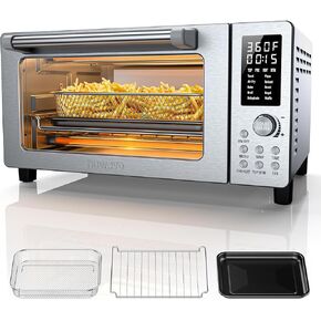 Nuwave Bravo Pro Convection Air Fryer Toaster Oven Combo, 2025 New and Improved, 10-in-1, 50°-450°F Temp Controls, Quick & Even Crisp Technology, 21Qt Capacity, Stainless Steel, PFAS Free