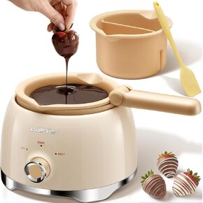 Chocolate Melting Pot Candy Melts Melter with 2 Insert Pots and Spatula, 4 Cups Capacity Warmer Machine, Ideal Dipping Tool Kitchen Supplies for Making Cake Pop Covered Strawberries Fondue