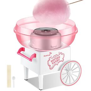 Cotton Candy Machine for Kids, Cotton Candy Maker for kids Christmas Gifts, Birthday Gifts with 10 sticks and 1 Scoop, home use (Pink)
