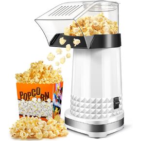 Electric Hot Air Popcorn Maker Machine for Home – 4.5QT Oil-Free, Butter Melter & Measuring Cup, 3-Min Healthy Snacks, Space-Saving Design for Family