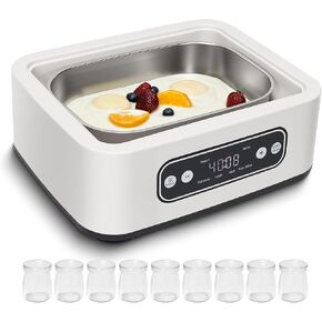 1.7-Quart Yogurt Maker with Adjust Temp(21°C-48°C/70°F-118°F) & Time(1-99h) Control with Four Modes,Celsius Increment,Real-Time Countdown LED Display