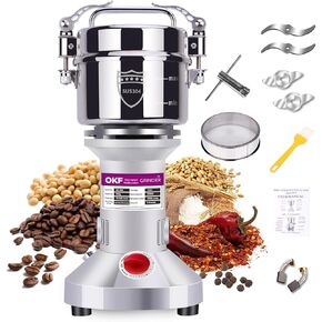 550g Grain Mill, 304 Stainless Steel Spice Grinder, 2000W High-speed Commercial Flour Mill, Superfine Flour Mill Grinder for Home, Grain Mill for Flour