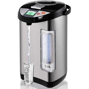 KOTEK Electric Hot Water Boiler and Warmer, Hot Water Dispenser, Stainless Steel Water Boiler w/5 Stage Temperature Settings, Safety Lock, Electric Hot Water Pot, 5-Liter