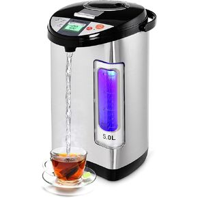 COSTWAY Instant Electric Hot Water Boiler and Warmer, 5-Liter LCD Water Pot with 5 Stage Temperature Settings, Safety Lock to Prevent Spillage, Stainless Steel Hot Water Dispenser