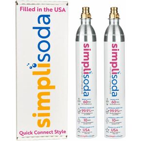 60L CO2 Canister Cylinders - Compatible w/Sodastream BLUE Screw-In Only, Ninja Thirsti, Philips, and More - Threaded Style Soda Streaming Machine CO2 Tanks Gas Refill, | 14.5 oz, Set of 2