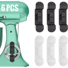 6PCS Cord Organizer for Appliances, Upgraded Kitchen Appliance Cord Wrap, Cord Holder Stick on Pressure Cooker, Coffee Maker, Air Fryer and Blender(3 Black + 3 White)