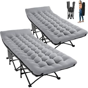JEAREY Folding Camping Cot,Camping Cots for Adults with Mattress, Camping Portable Bed with Carry Bag for for Guest,Travel,Hiking,Black