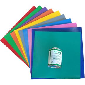 Professional Vinyl Repair Patch Kit for Inflatable Bounce Houses, Includes Multi-Color Vinyl Patches with Large 4-Ounce HH66 Vinyl Adhesive Cement Glue